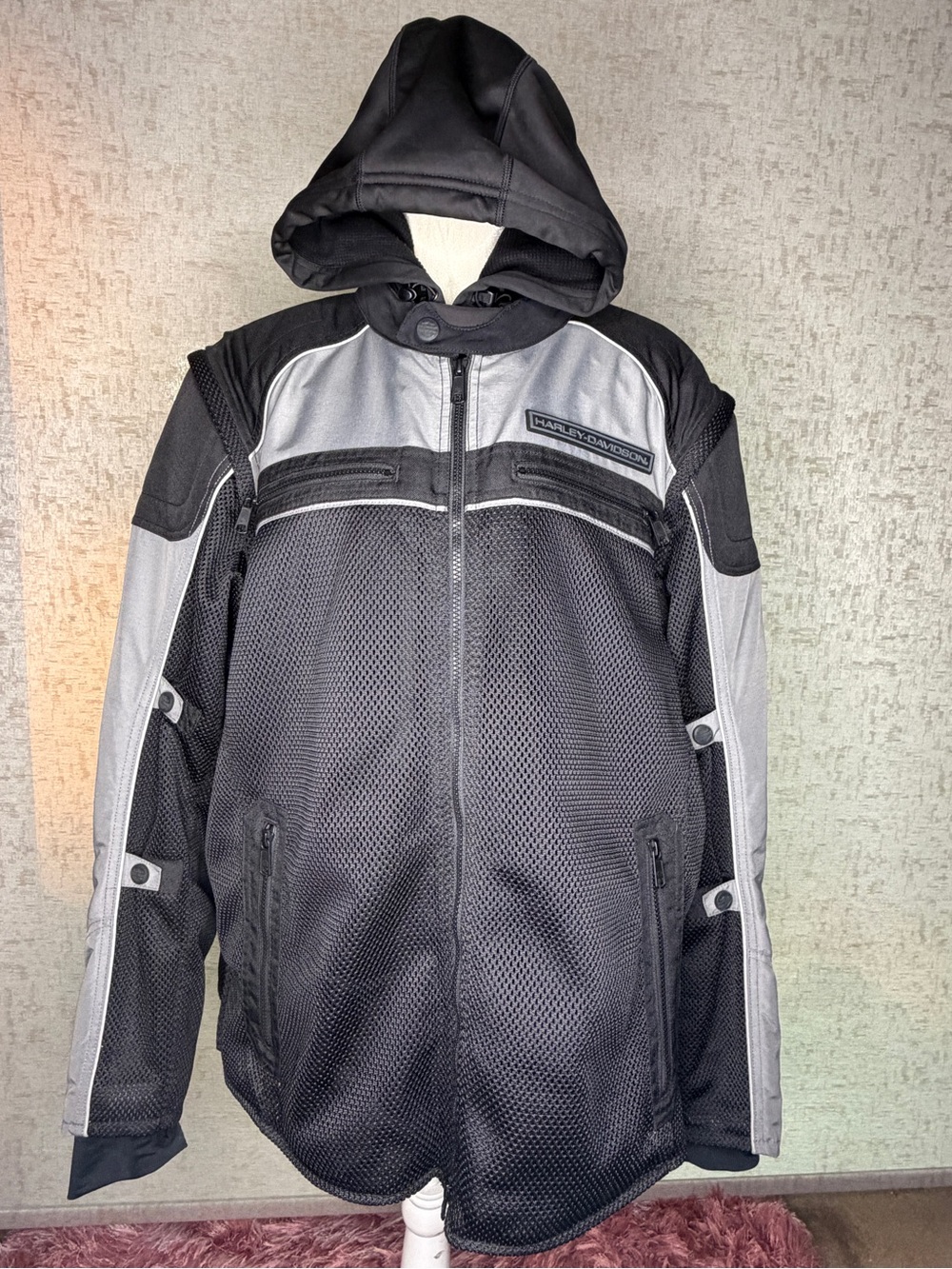 Harley-Davidson Black & Gray Mesh Hooded Performance XXXL Jacket